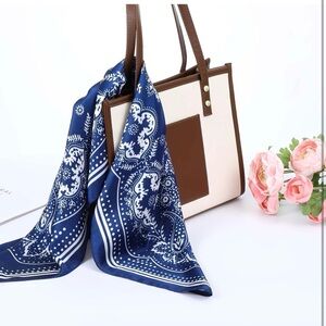 Elegant Blue and White Scarf bandana